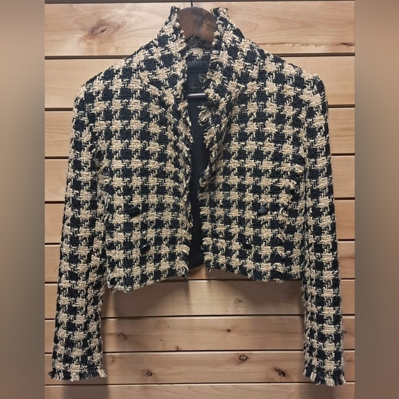 House Of Harlow 1960 Tweed Checkered Skirt & Jacket Set Size S/P - Picture 2 of 5